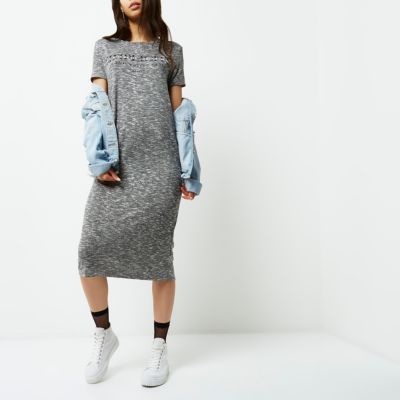 Grey &#39;simplicite&#39; print T-shirt maxi dress